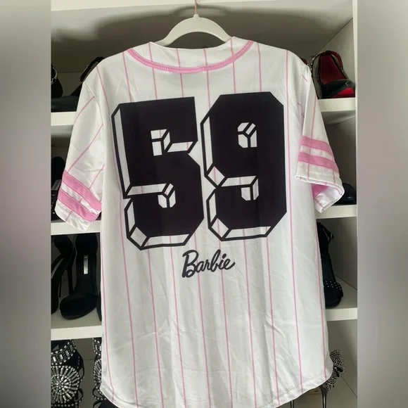 Official Barbie Baseball Jersey Size Small Pink & White New - Picture 6 of 7